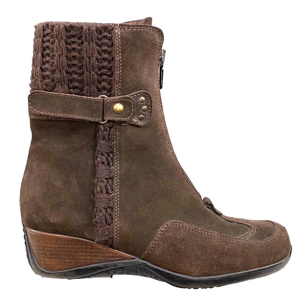 Aquatalia Marvin K Mia Women's Brown Suede Wedge Ankle Boot Size US 7